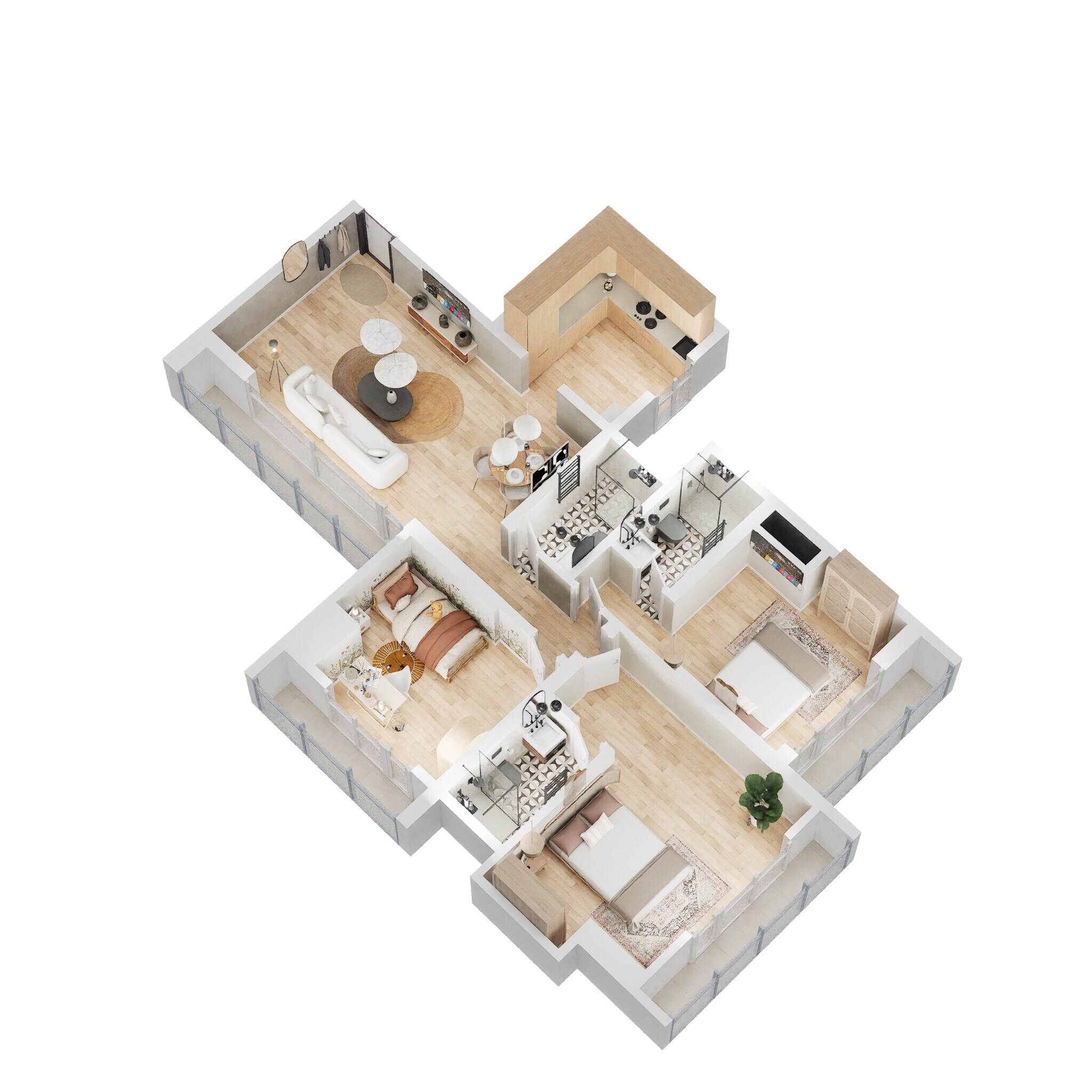 3 BHK 951 Sq. Ft. Apartment