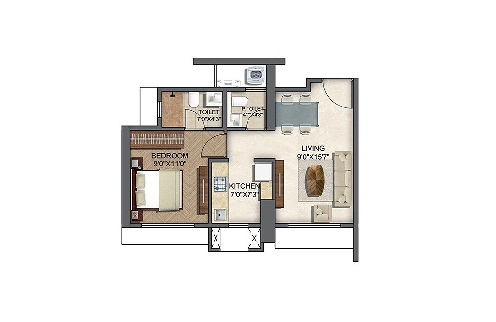  1 BHK Apartment at Runwal Code Name Enchanted, Kolshet – for Sale