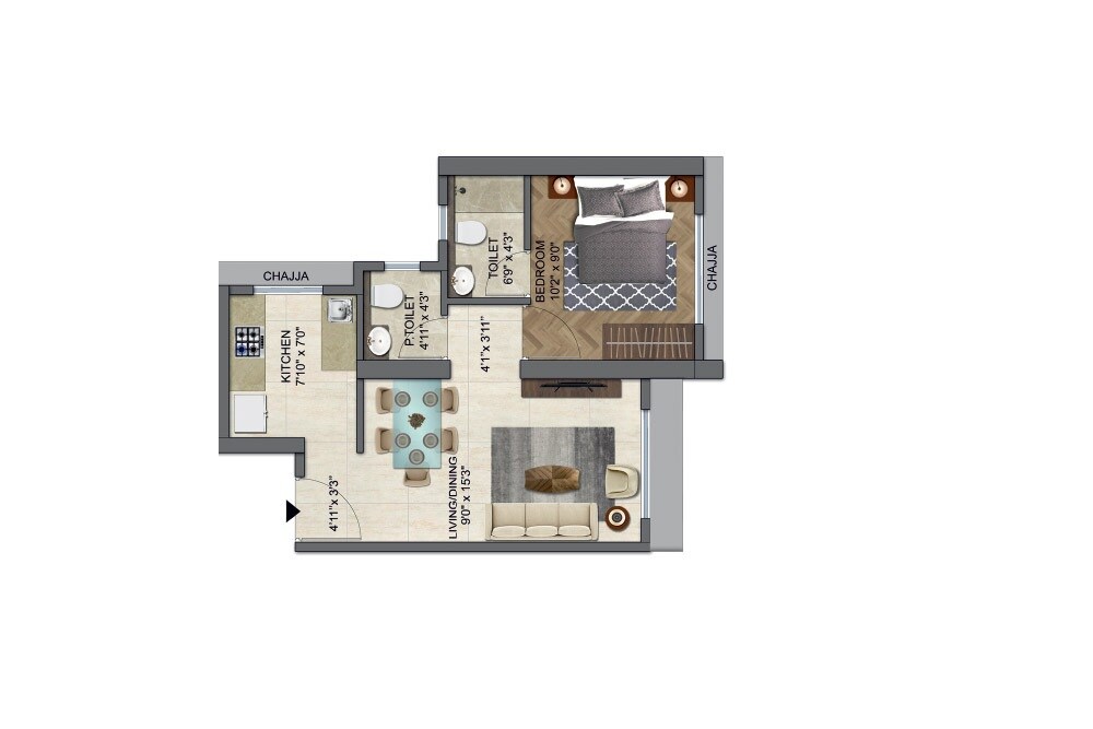  1 BHK Apartment at Runwal Code Name Enchanted, Kolshet – for Sale