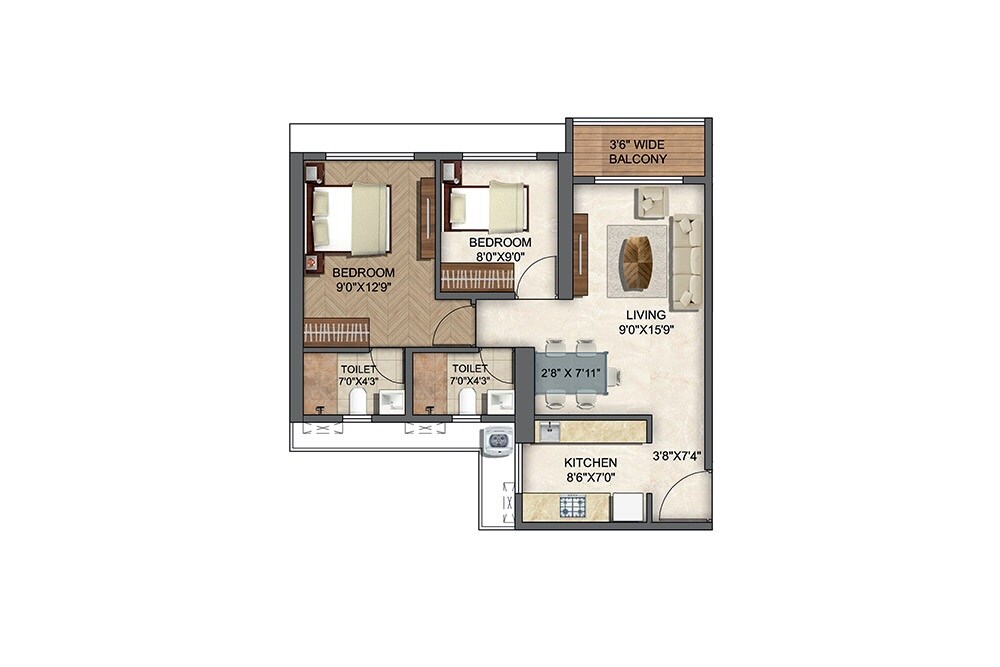Other, runwal-code-name-enchanted 2 Bedroom 568 Sq.Ft. Apartment In Kolshet Thane 9212275