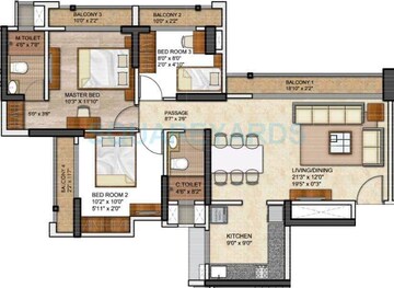  3 BHK Apartment at Runwal Eirene, Balkum Pada – for Sale