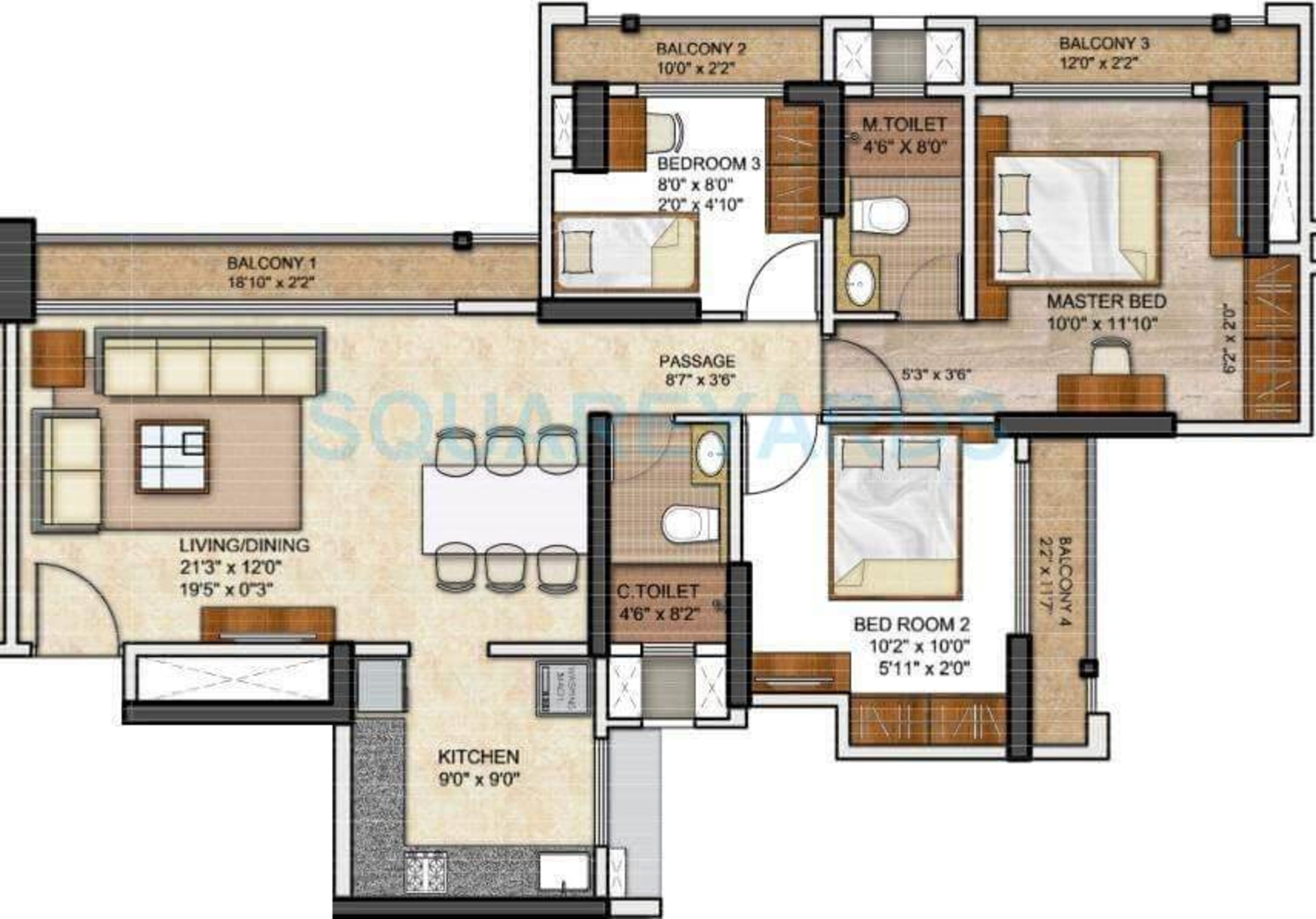 runwal eirene apartment 3bhk 958sqft 1