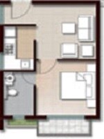 Floor plan of 1 BHK 530 Sq. Ft. Apartment in Runwal Estate, Thane