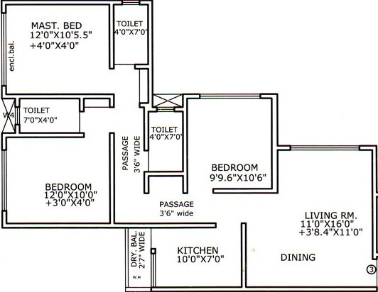 3 BHK Apartment at Runwal Estate, Dhokali – for Sale