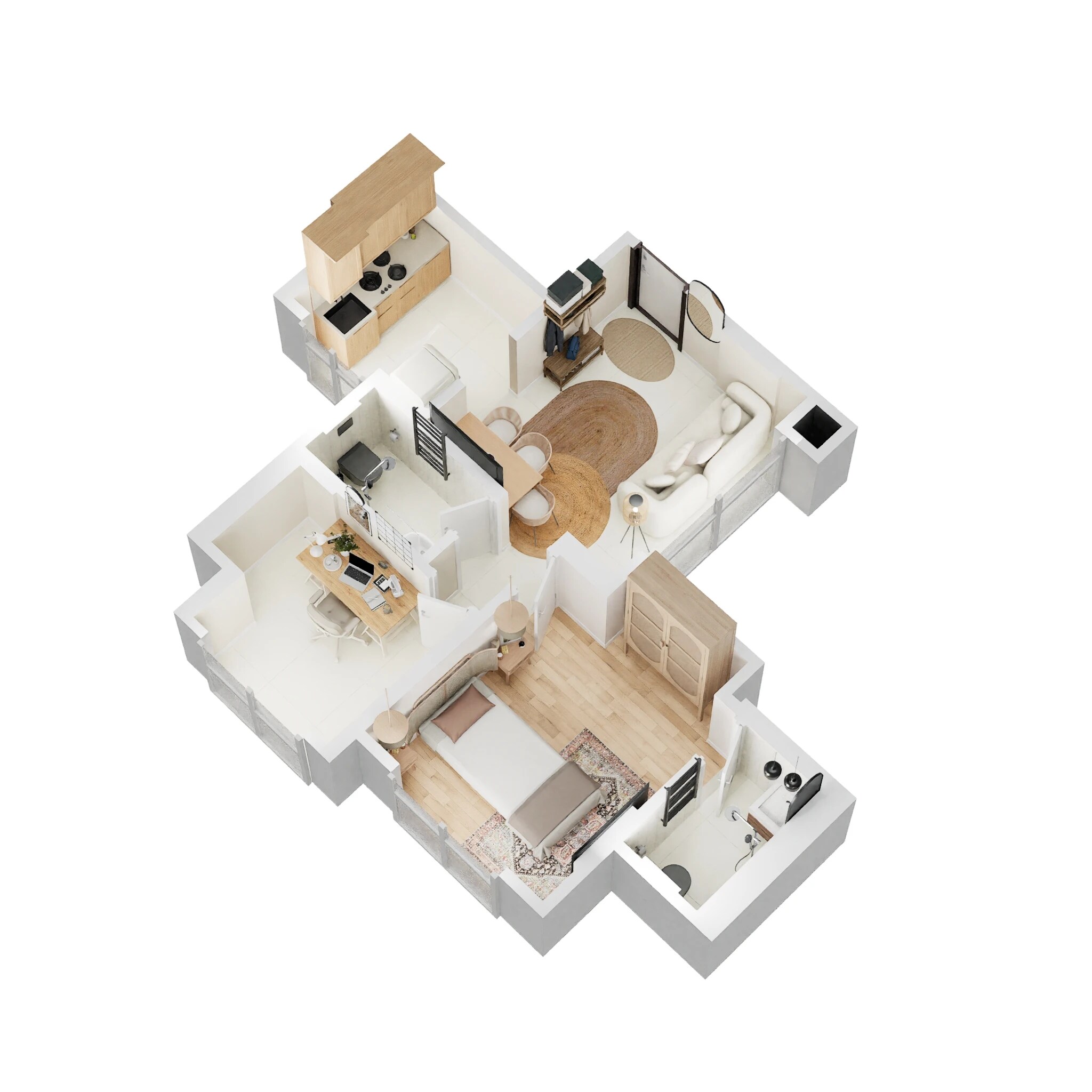 Floor plan of 1 BHK 373 Sq. Ft. Apartment in Runwal Garden City, Thane