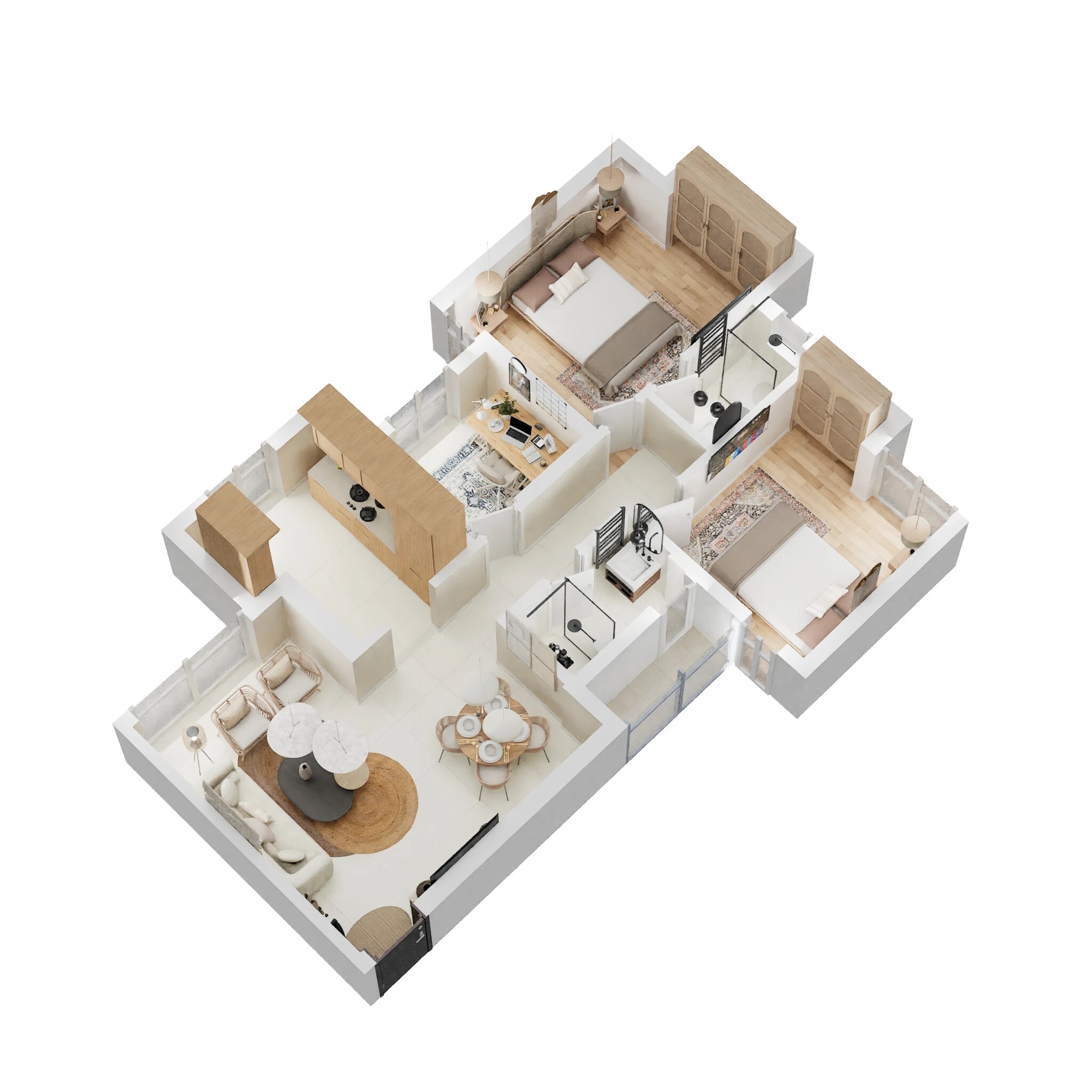 Floor plan of 2 BHK 526 Sq. Ft. Apartment in Runwal Garden City, Thane