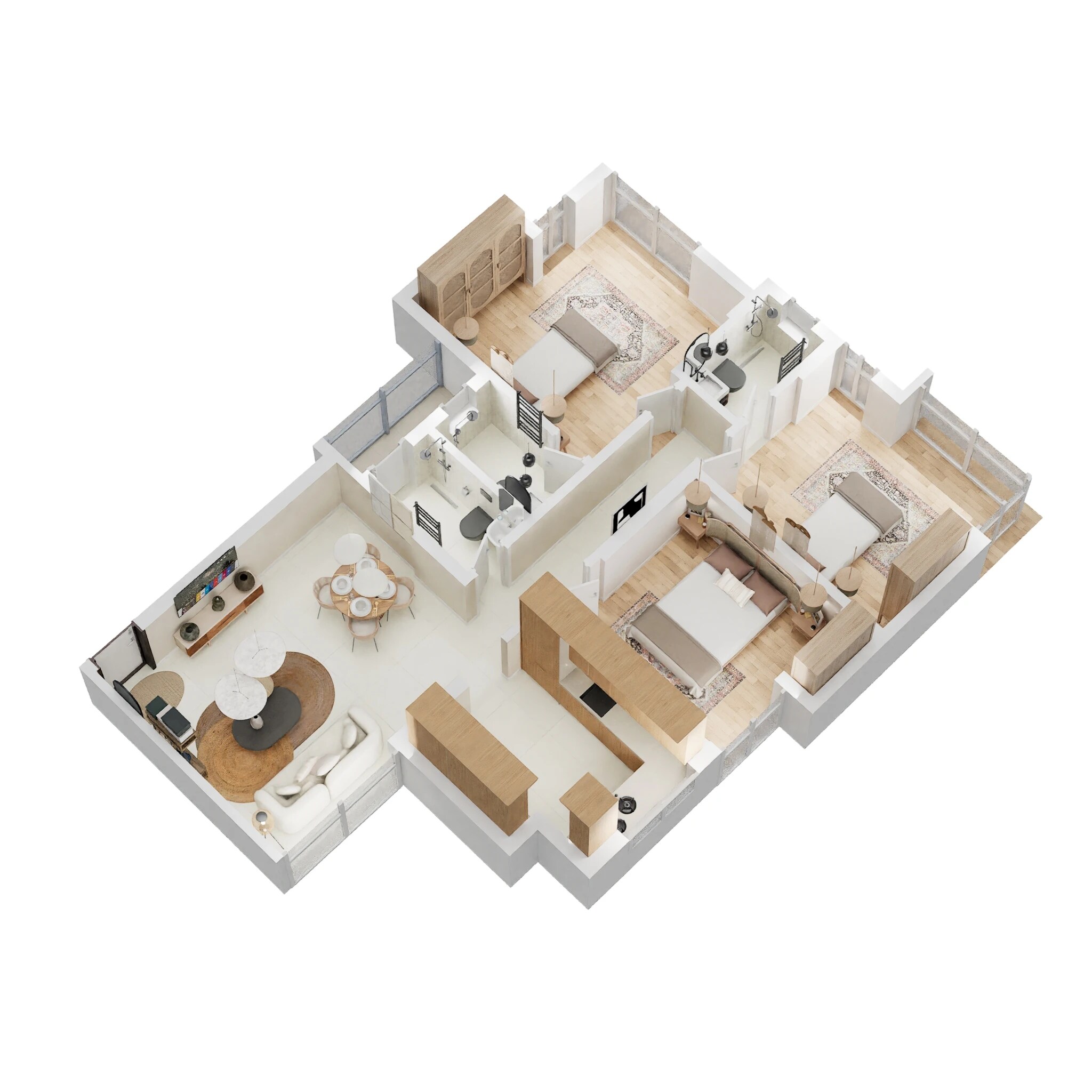 Floor plan of 3 BHK 1172 Sq. Ft. Apartment in Runwal Garden City, Thane