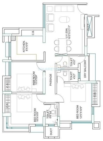  3 BHK Apartment at Runwal Garden City, Balkum Pada – for Rent