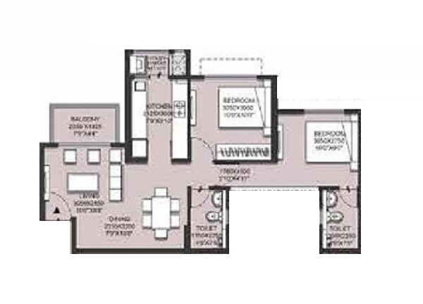 2 BHK 674 Sq. Ft. Apartment