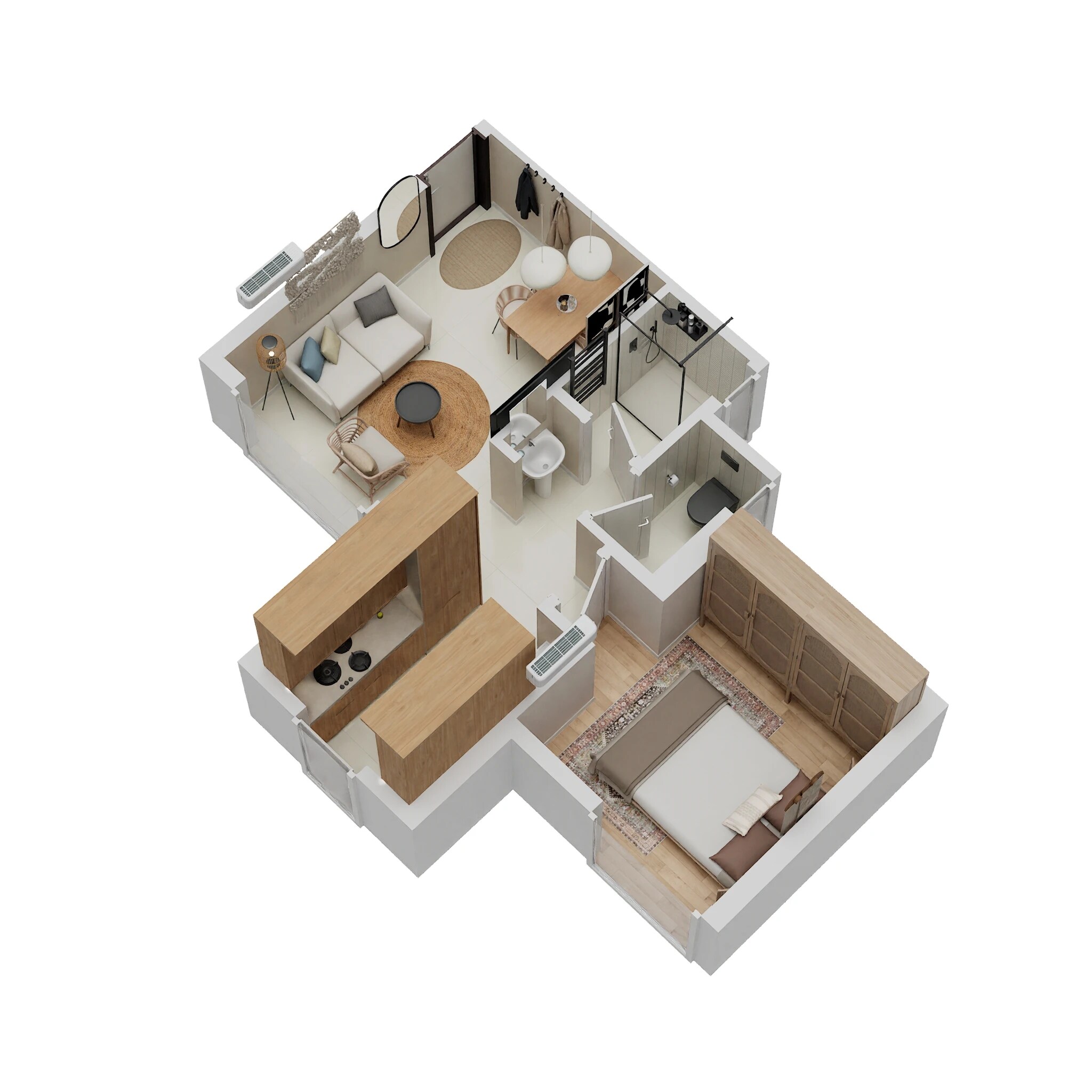 Floor plan of 1 BHK 400 Sq. Ft. Apartment in Runwal Gardens Phase 2, Thane