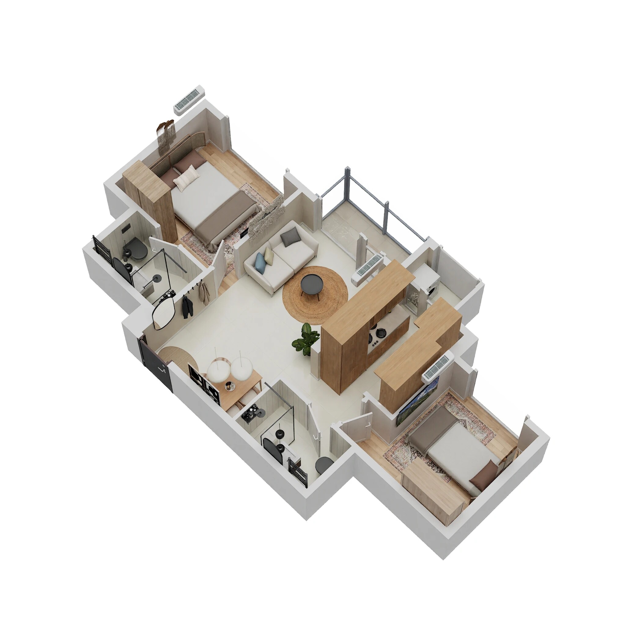 Floor plan of 2 BHK 531 Sq. Ft. Apartment in Runwal Gardens Phase 2, Thane