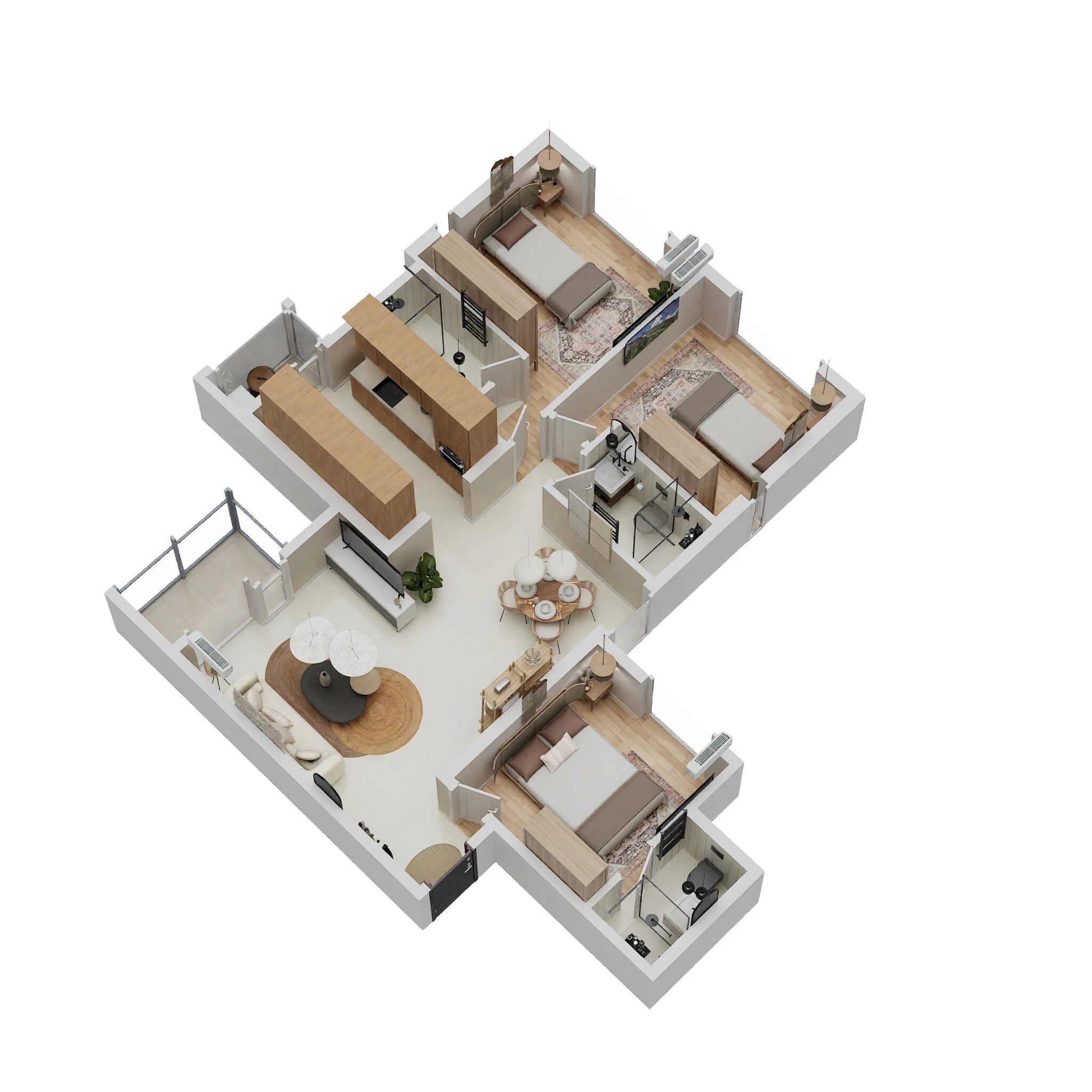 Floor plan of 3 BHK 904 Sq. Ft. Apartment in Runwal Gardens Phase 2, Thane