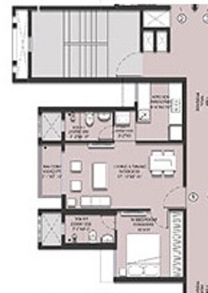 Floor plan of 1 BHK 442 Sq. Ft. Apartment in Runwal Gardens Phase I, Thane