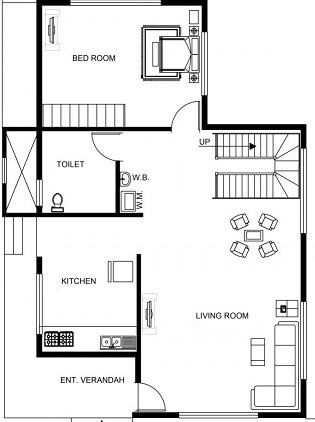 Floor plan of 1 BHK 604 Sq. Ft. Apartment in Runwal Plaza, Thane