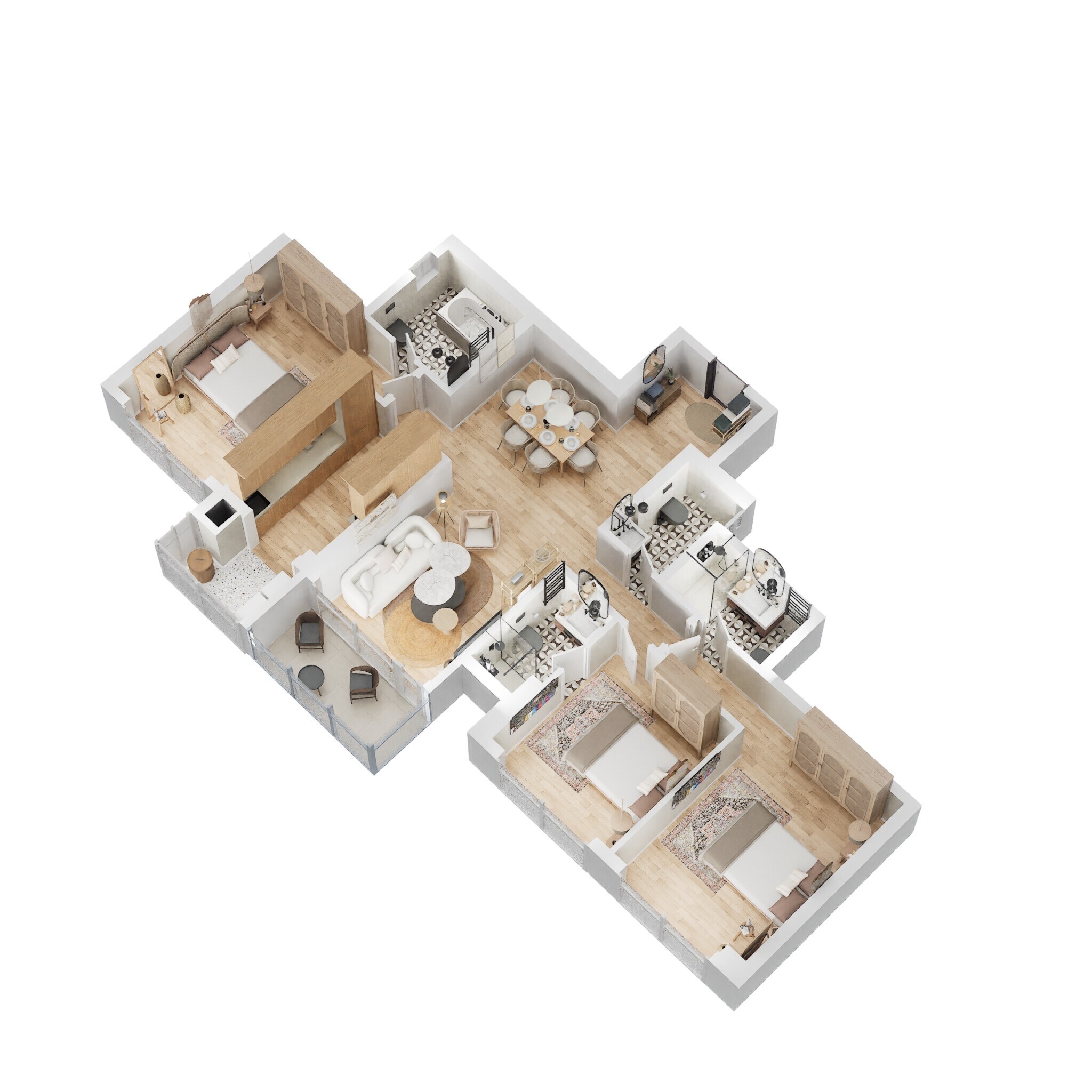 3 BHK 967 Sq. Ft. Apartment