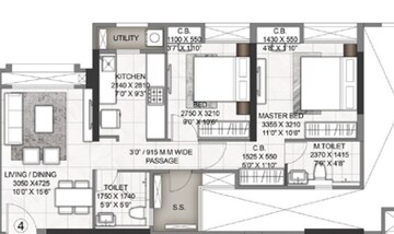  2 BHK Apartment at Rustomjee Azziano Wing D, Majiwada – for Sale