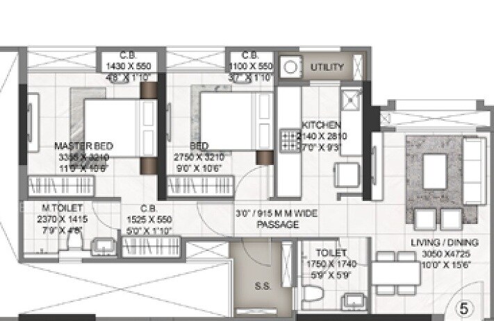  2 BHK Apartment at Rustomjee Azziano Wing K, Thane West – for Sale