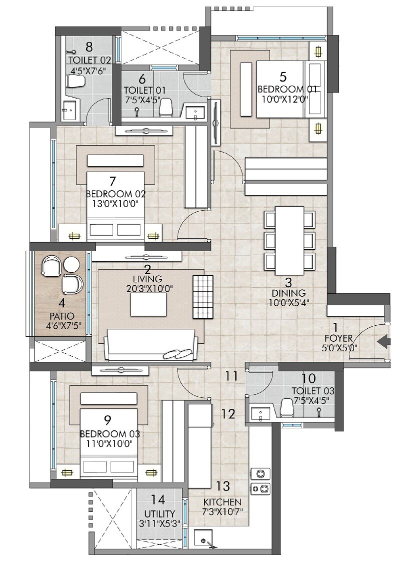 Other, rustomjee-la-vie 3 Bedroom 911 Sq.Ft. Apartment In Majiwada Thane 7164112