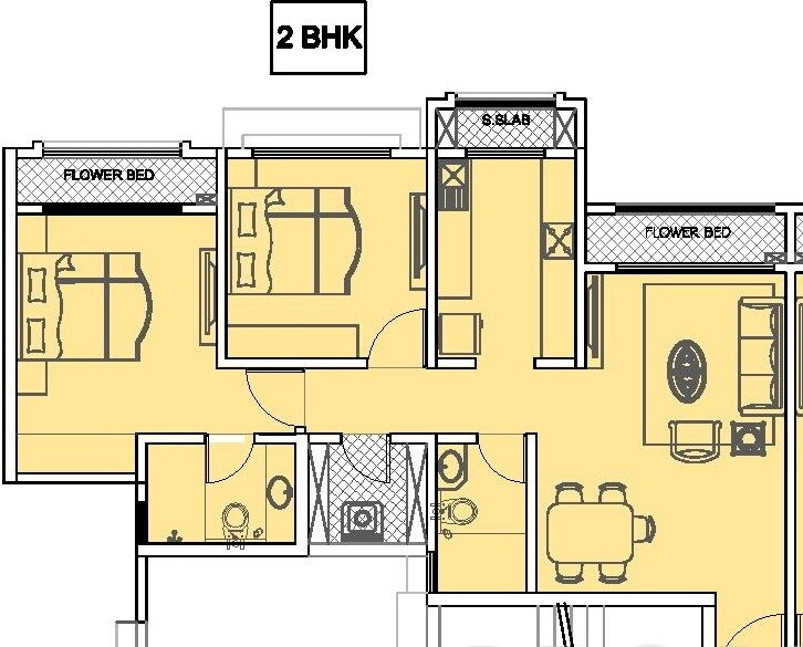 Floor plan of 2 BHK 952 Sq. Ft. Apartment in Rustomjee Urbania Acura, Thane