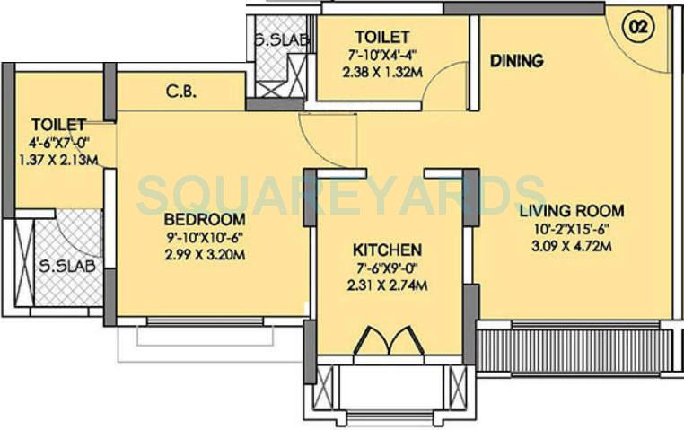 Floor plan of 1 BHK 481 Sq. Ft. Apartment in Rustomjee Urbania Atelier, Thane