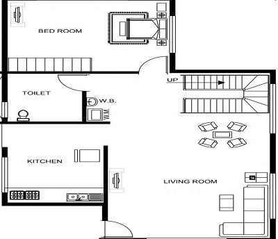 Floor plan of 1 BHK 386 Sq. Ft. Apartment in Rustomjee Urbania Aurelia, Thane