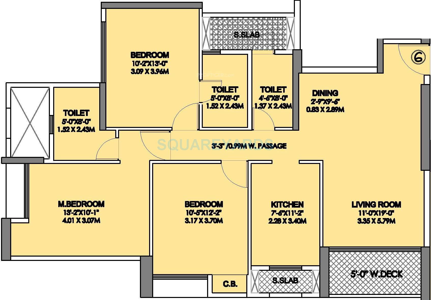 Rental 3 Bedroom 1580 Sq.Ft. Apartment in Rustomjee Urbania Azziano