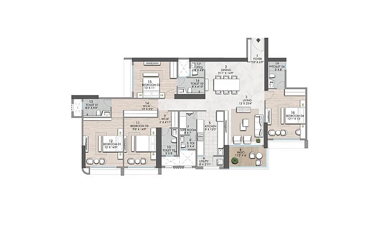 Other, rustomjee-verdant-vistas 4 Bedroom 1760 Sq.Ft. Apartment In Majiwada Thane 8820585