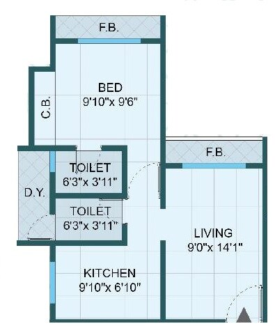 Floor plan of 1 BHK 349 Sq. Ft. Apartment in Sachin Horizon Classique, Thane