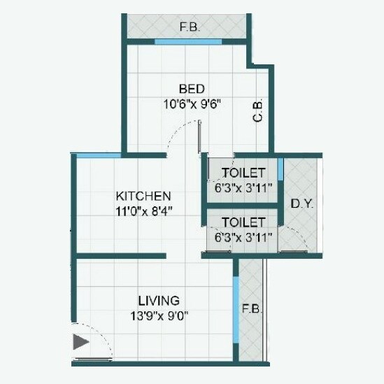1 BHK 371 Sq. Ft. Apartment