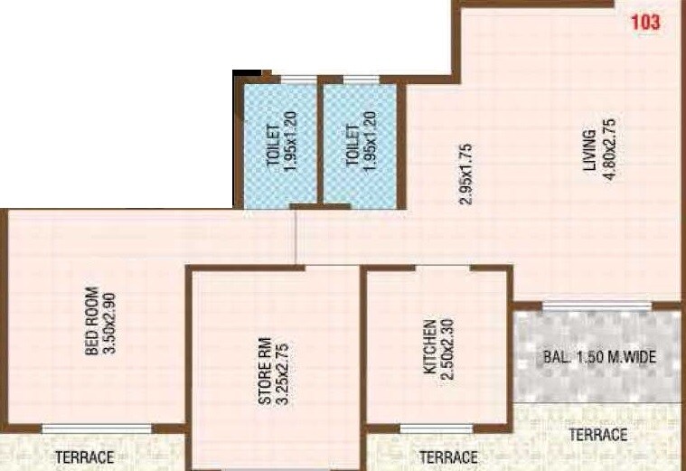 Floor plan of 1 BHK 450 Sq. Ft. Apartment in Sadguru The Address, Thane