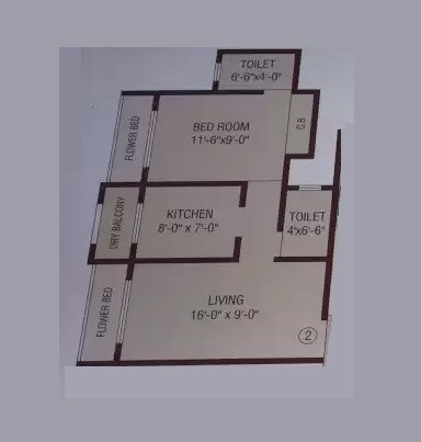 Floor plan of 1 BHK 419 Sq. Ft. Apartment in Sagar Accord, Thane