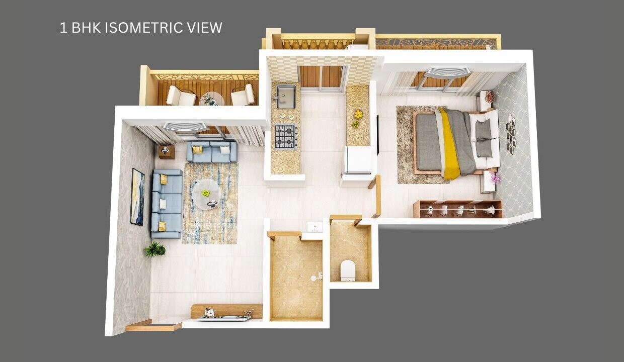 Floor plan of 1 BHK 510 Sq. Ft. Apartment in Sai Altezza, Thane