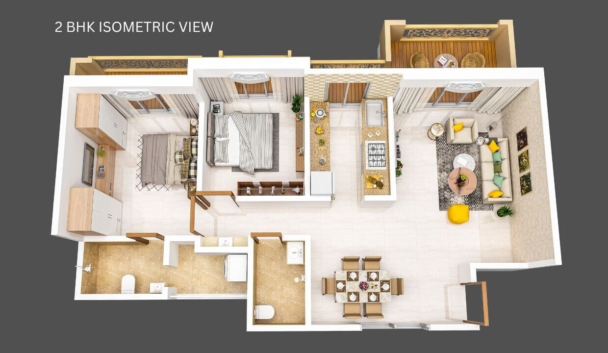 Floor plan of 2 BHK 860 Sq. Ft. Apartment in Sai Altezza, Thane