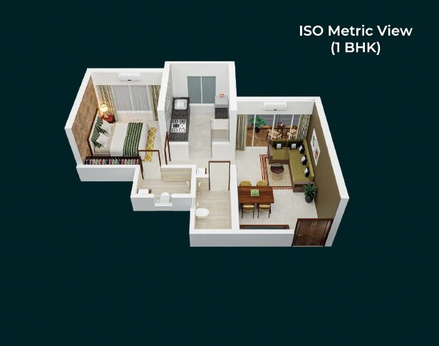 Floor plan of 1 BHK 425 Sq. Ft. Apartment in Sai Balaji Kanha, Thane
