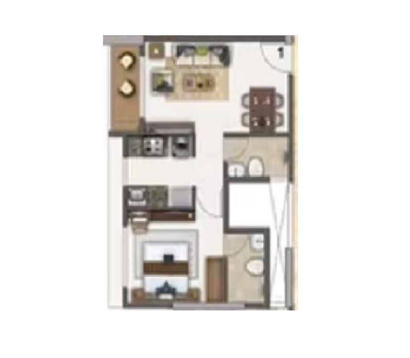 Floor plan of 1 BHK 298 Sq. Ft. Apartment in Sai Park Chikan Ghar, Thane