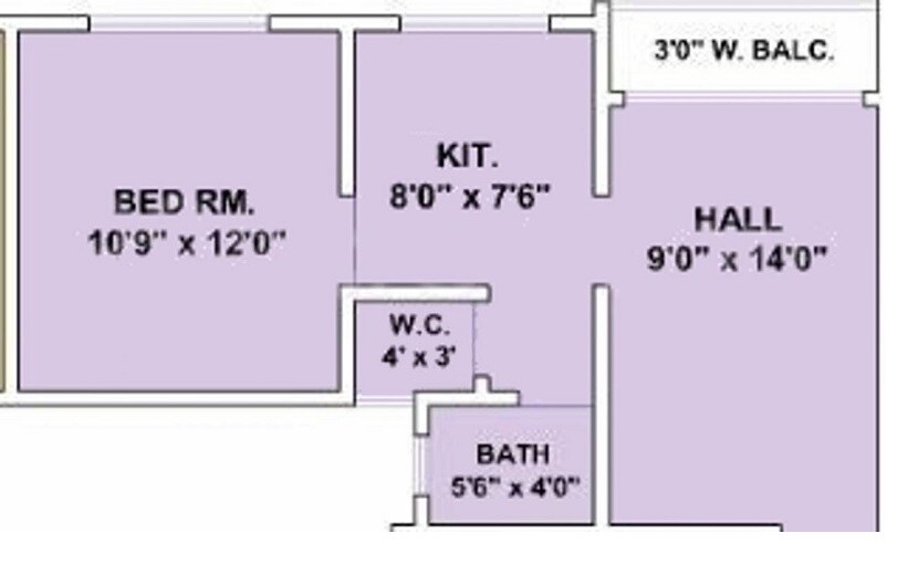 Floor plan of 1 BHK 560 Sq. Ft. Apartment in Sai Plaza Dombivli, Thane