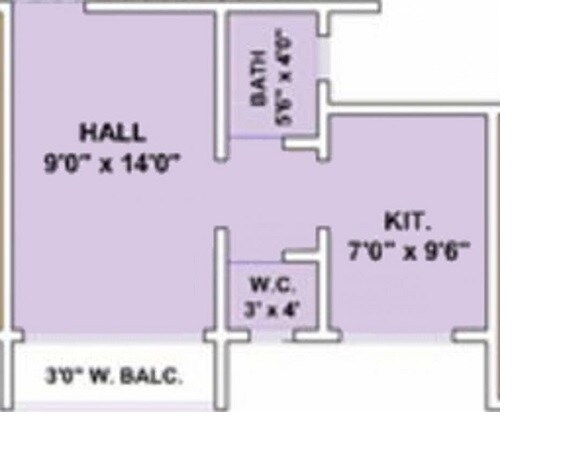 Floor plan of 450 Sq. Ft. Studio in Sai Plaza Dombivli, Thane