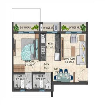  1 BHK Apartment at Sai Satyam Residency Kalyan West, Kalyan West – for Rent