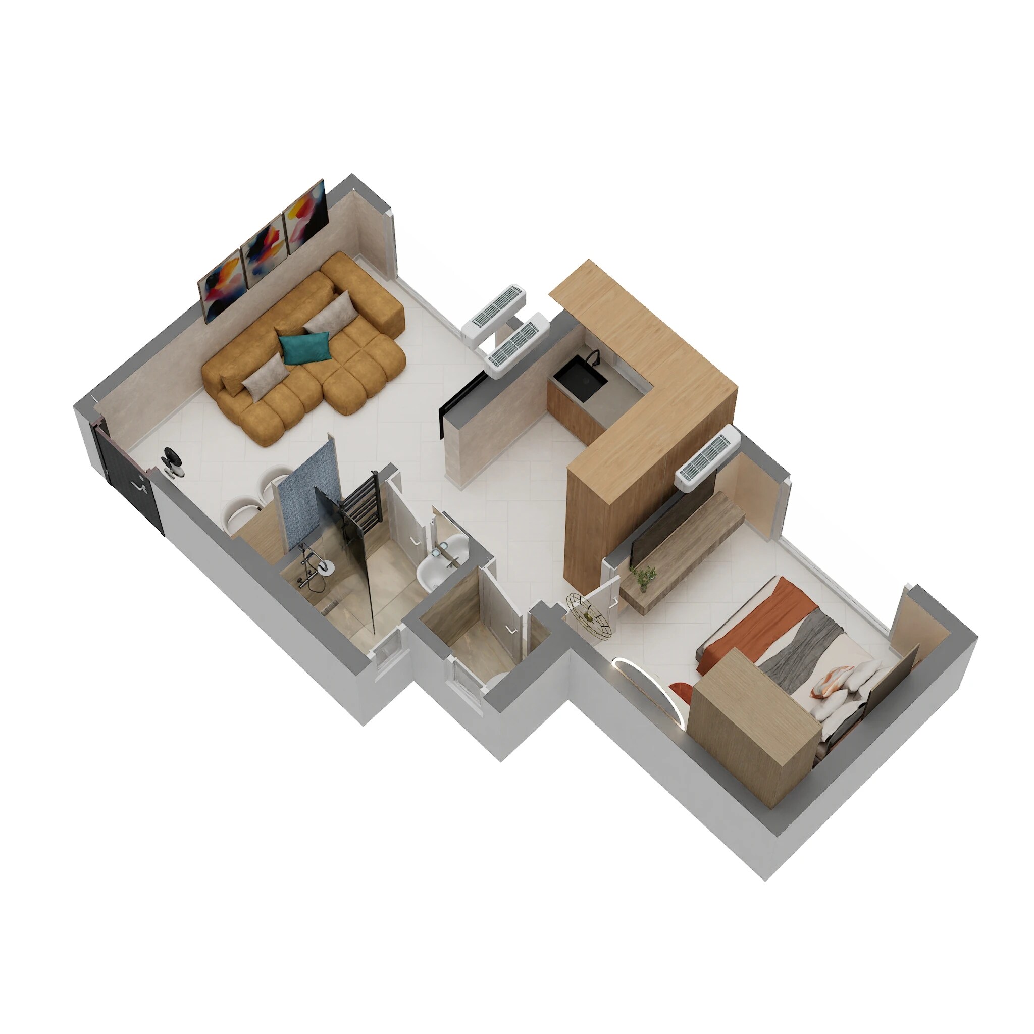 Floor plan of 1 BHK 418 Sq. Ft. Apartment in Sai Shiv Sarovar Heritage, Thane