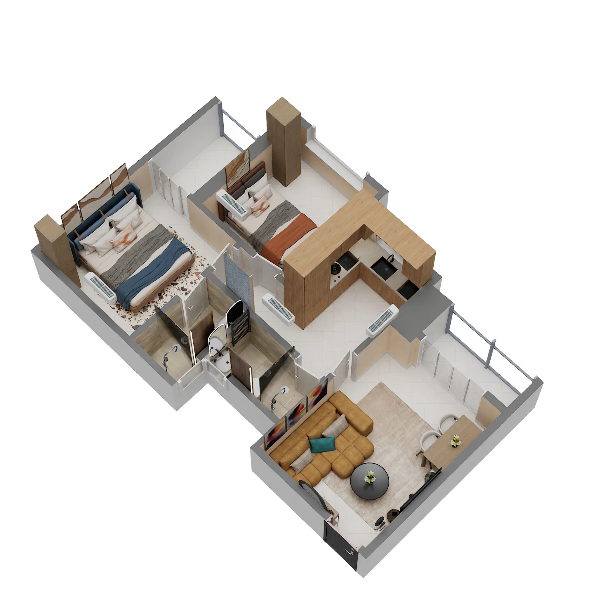 Floor plan of 2 BHK 530 Sq. Ft. Apartment in Sai Shiv Sarovar Heritage, Thane