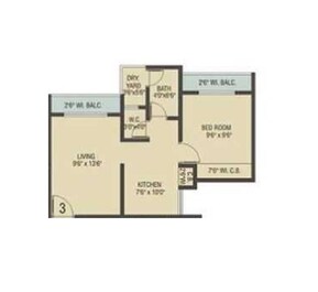 1 BHK 329 Sq. Ft. Apartment in Sai Shrushti Heights