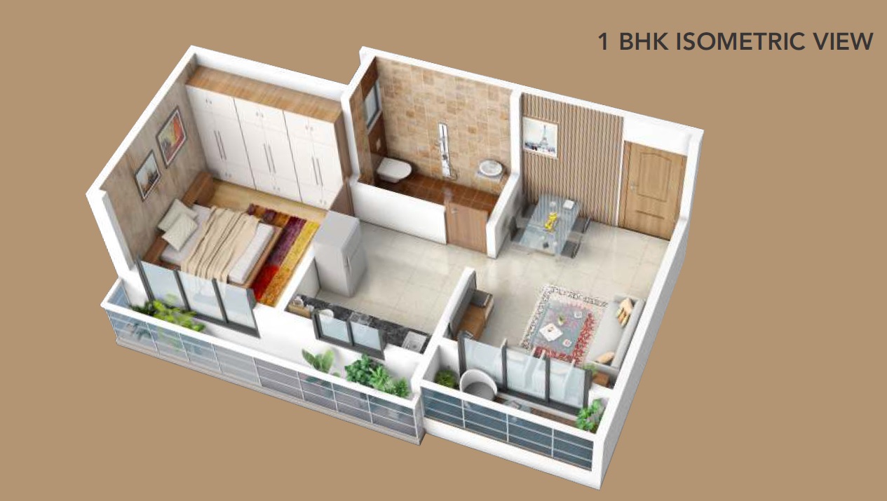 1 BHK 314 Sq. Ft. Apartment in Sai Shrushti Leela