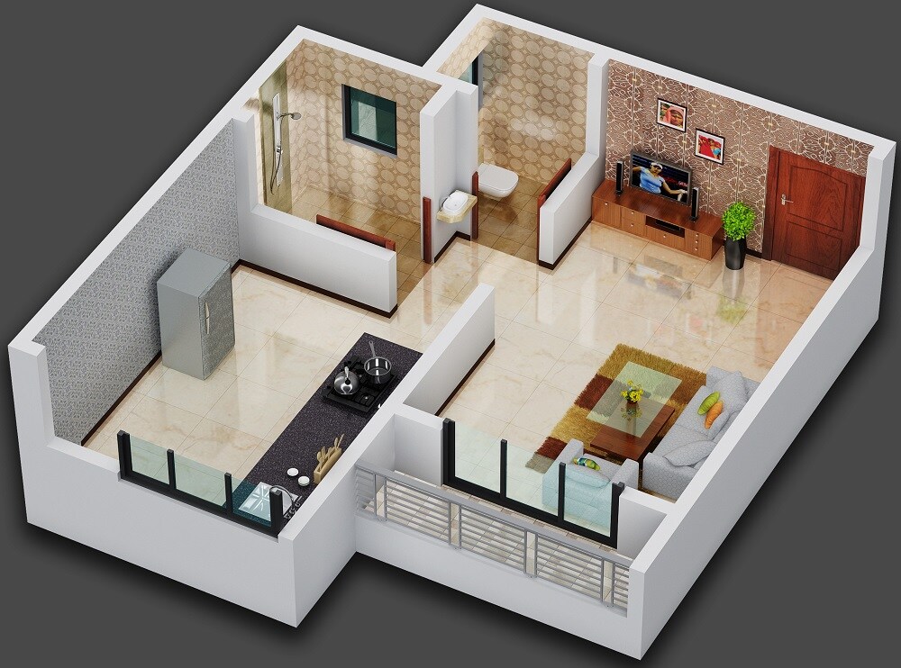 Floor plan of 277 Sq. Ft. Studio in Sai Shrushti Valley, Thane