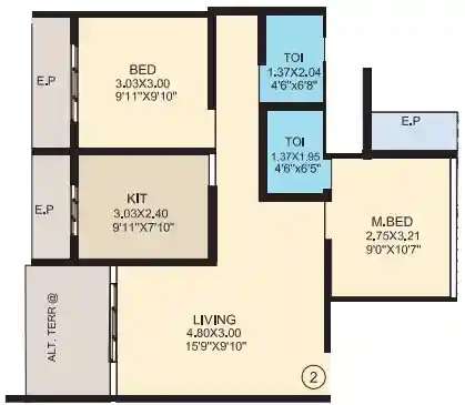 2 BHK 741 Sq. Ft. Apartment in Saiji Marathe Elenza