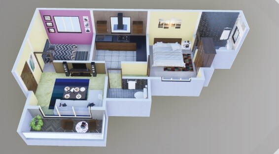 Floor plan of 2 BHK 510 Sq. Ft. Apartment in Saikrupa Sudam Residency, Thane