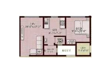 Floor plan of 1 BHK 343 Sq. Ft. Apartment in Saket Iris, Thane