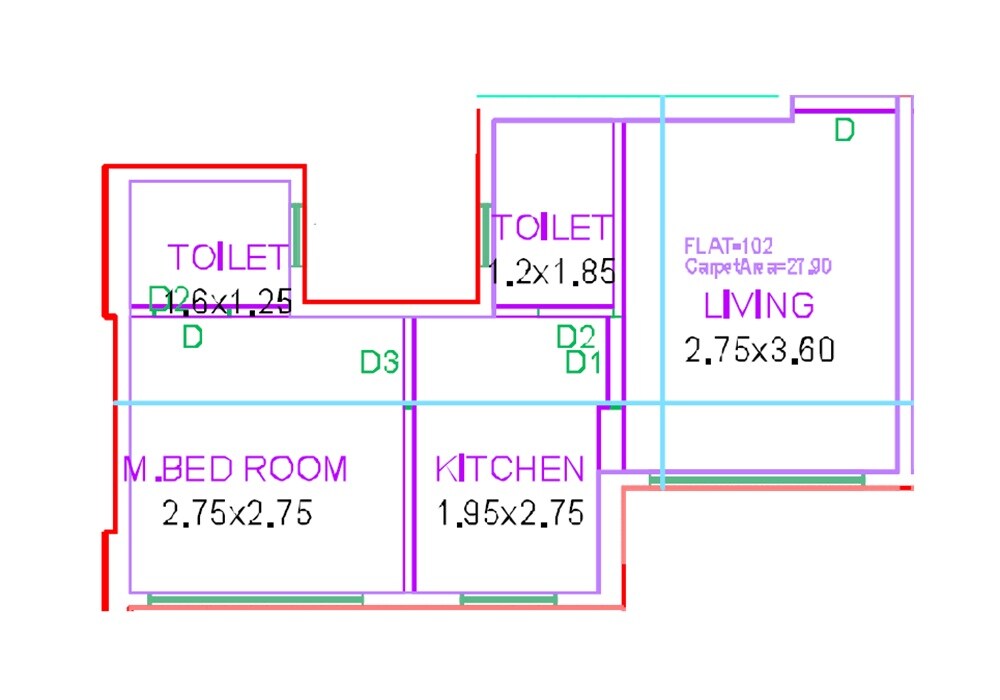 Floor plan of 1 BHK Apartment - 300 sq. ft. in Salasar Siddharth, Thane