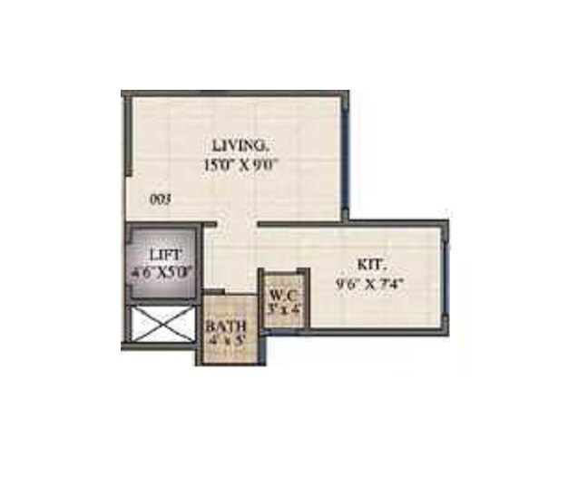 Floor plan of 232 Sq. Ft. Studio in Sameer Vrindavan Niketan, Thane