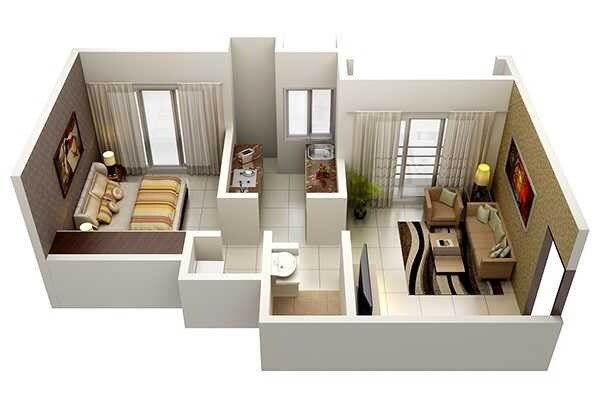Floor plan of 1 BHK 350 Sq. Ft. Apartment in Samrin Sudama Regency, Thane