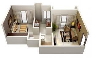 Floor plan of 1 BHK 358 Sq. Ft. Apartment in Samrin Sudama Regency, Thane